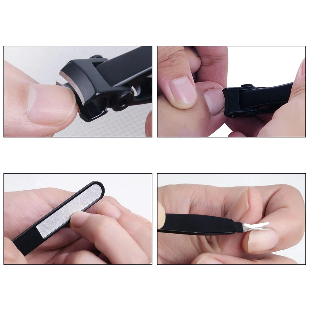Juego de cortaúñas de 3 uds., cortaúñas grandes para pies, uñas gruesas, gran apertura, mandíbula negra, acero inoxidable, manicura y pedicura duradera