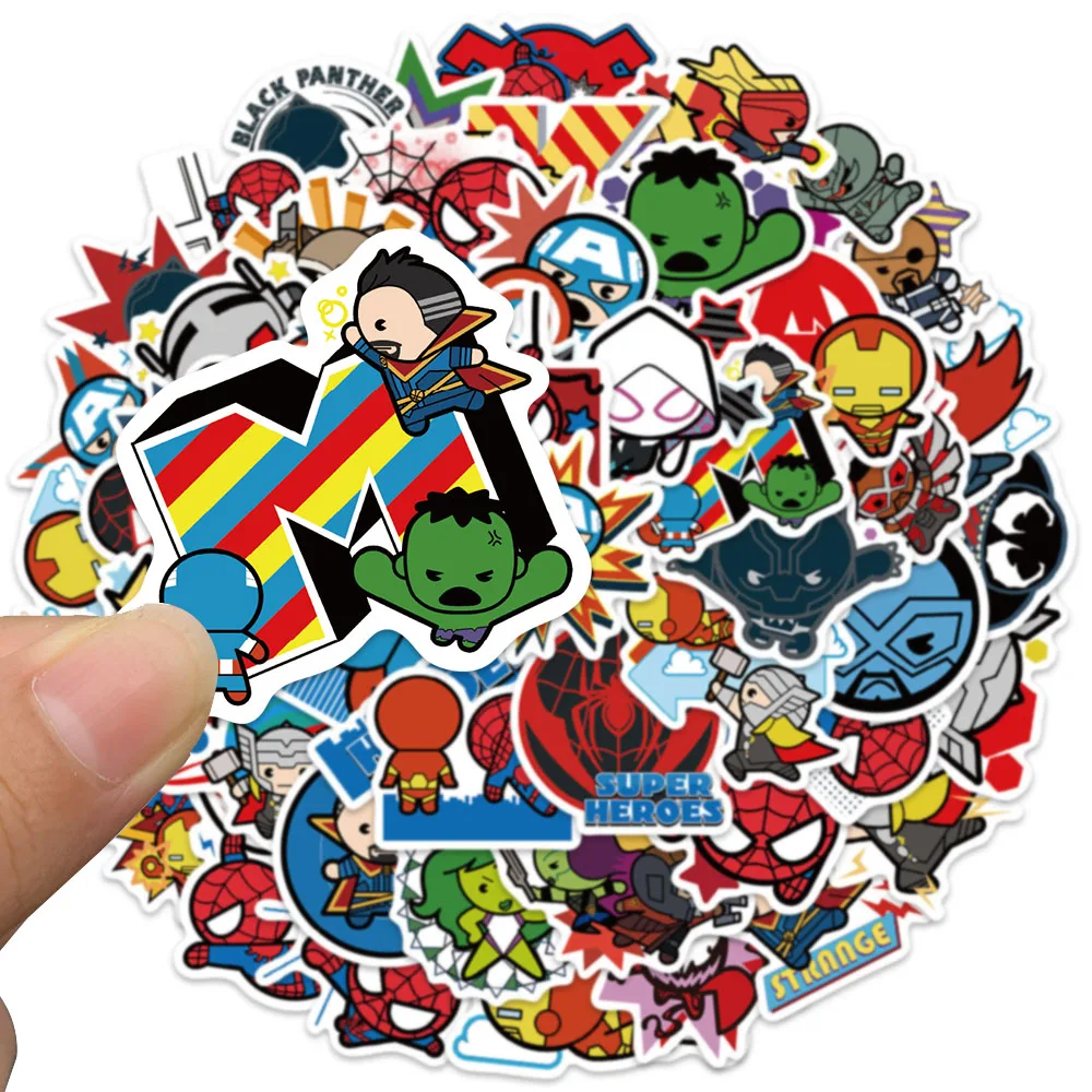 50pcs Disney Cartoon The Avengers Stickers Iron Man Spider-Man Hulk Decals For Laptop Luggage Skateboard Diary Phone Sticker