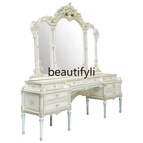 French retro dresser combination made old crack lacquered gold foil dresser