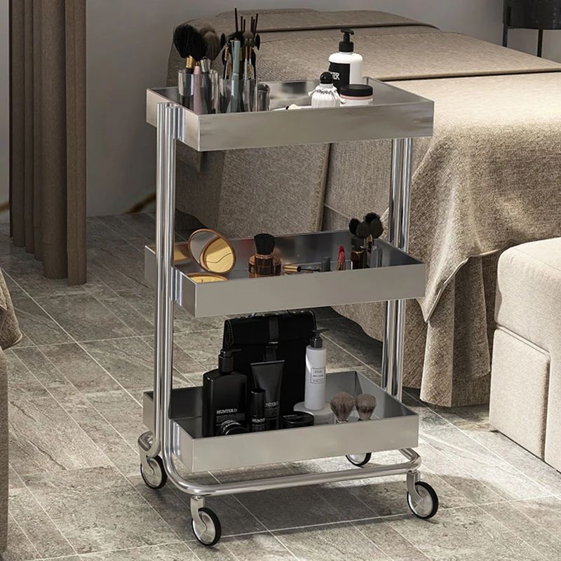 Gold Hairdressing Cart Multi-purpose Wheels Trolley Makeup Stainless Steel Pedicure Furniture Muebles Belleza Business Shopping