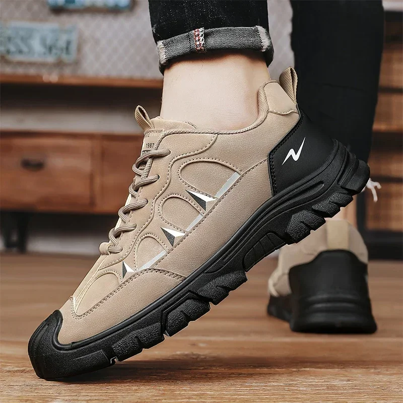 Autumn New Men's Causal Sneakers 2023 Fahion Lace Up Platform Shoes for Men Outdoor Male Anti-slip Increase Height Hiking Shoes