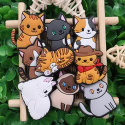 1-9pcs PVC Adorable Various Cats Shoes Accessories Kids Garden Slippers Decorations For Phone Case Birthday Present