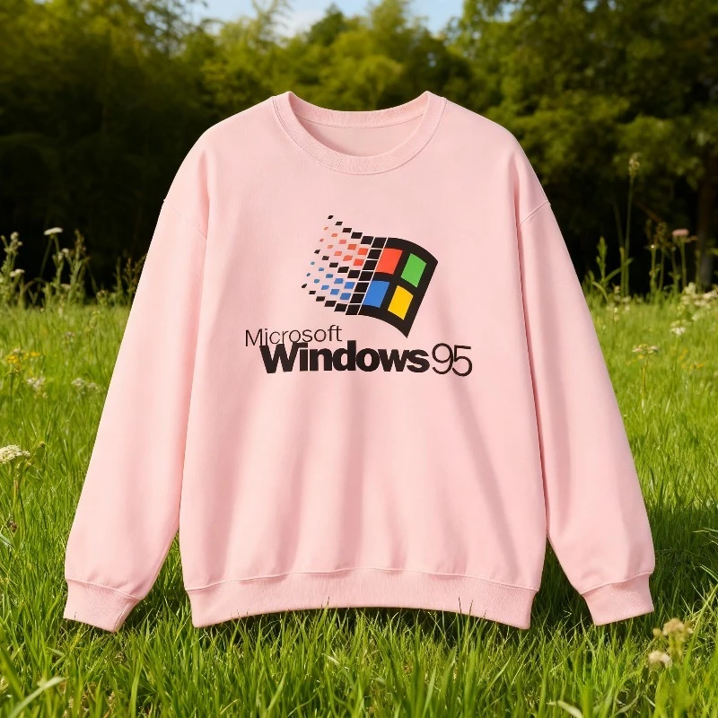 ريترو ويندوز 95 Crewneck البلوز خمر ألعاب نمط شخصية الملابس الرسم البلوز هوديي للجنسين هوديي