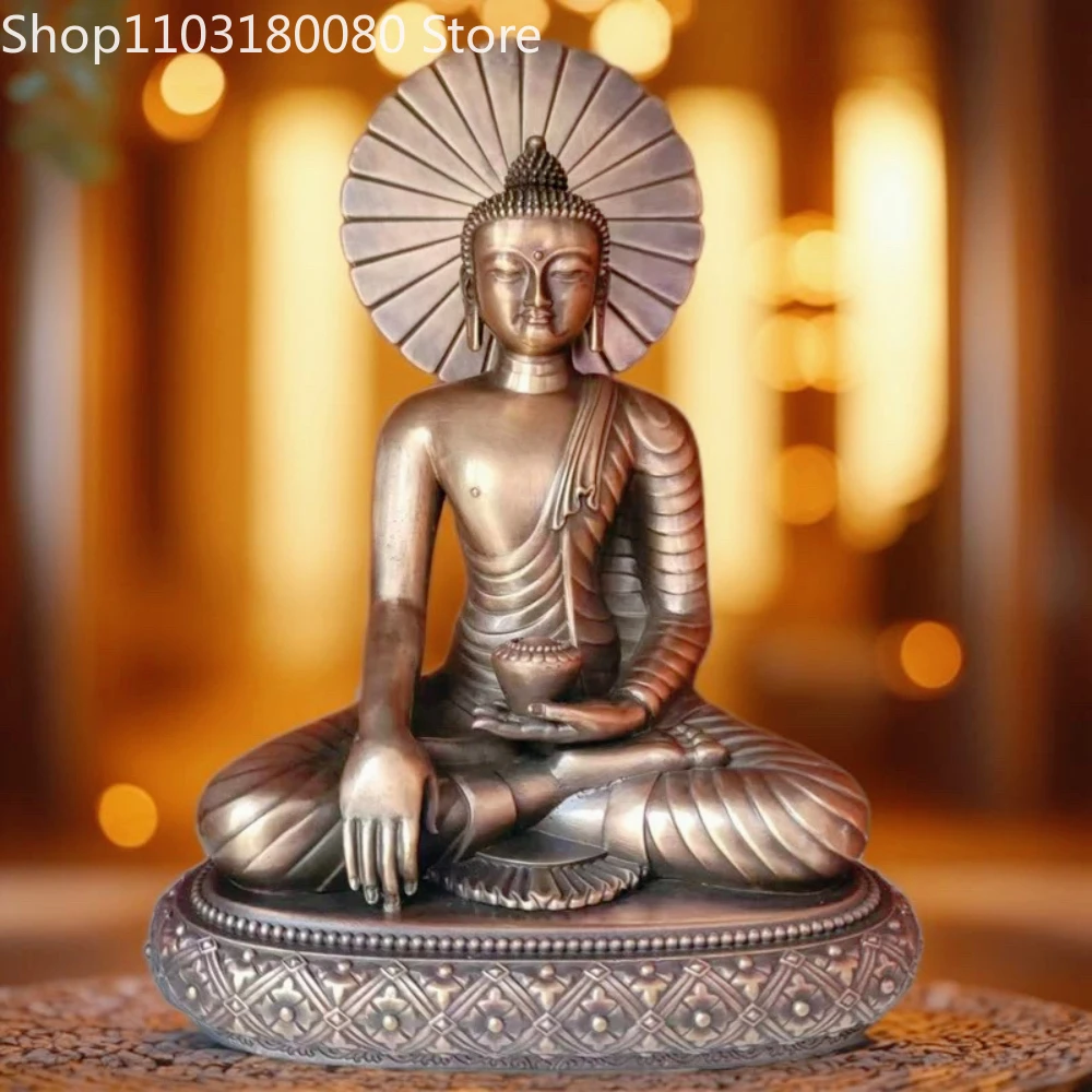 24cm Red copper Sakyamuni 25 years old  isometric Bodhi Buddha statue sculpture