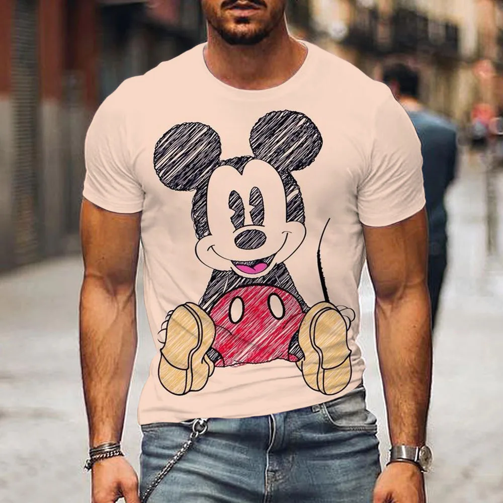 Fun 3D Disney Mickey Mouse printed men's T-shirt street fashion hip-hop clothing casual O-neck short sleeved T-shirt fashionable