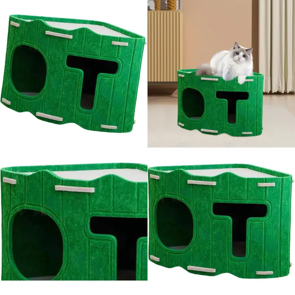 

green sturdy breathable cat enclosure with tunnel for rest and hideaway
