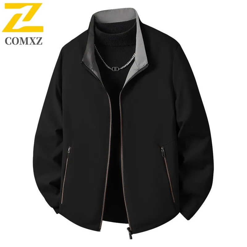 COMXZ Men Jacket Premium Stand Collar Outdoor Adventure Comfort Motorcycle Jacket Daily Style Lightweight Autumn New Clothing