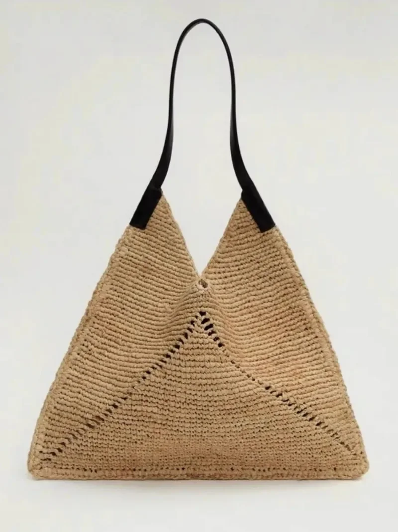 2026 New Internet Famous Same Style Fashion All-Match Straw Bag Triangle Casual Design Shoulder Handbag Trendy