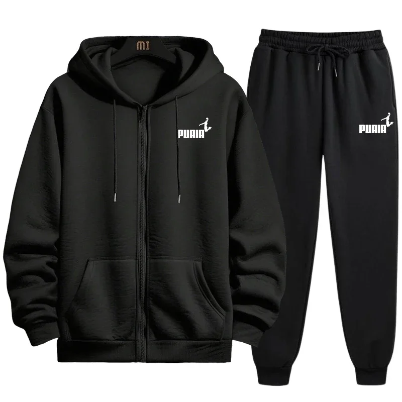 Novità in tuta da uomo tendenza stampa felpe con cappuccio pantaloni 2 pezzi set cappotto casual con cerniera abbigliamento quotidiano autunno inverno