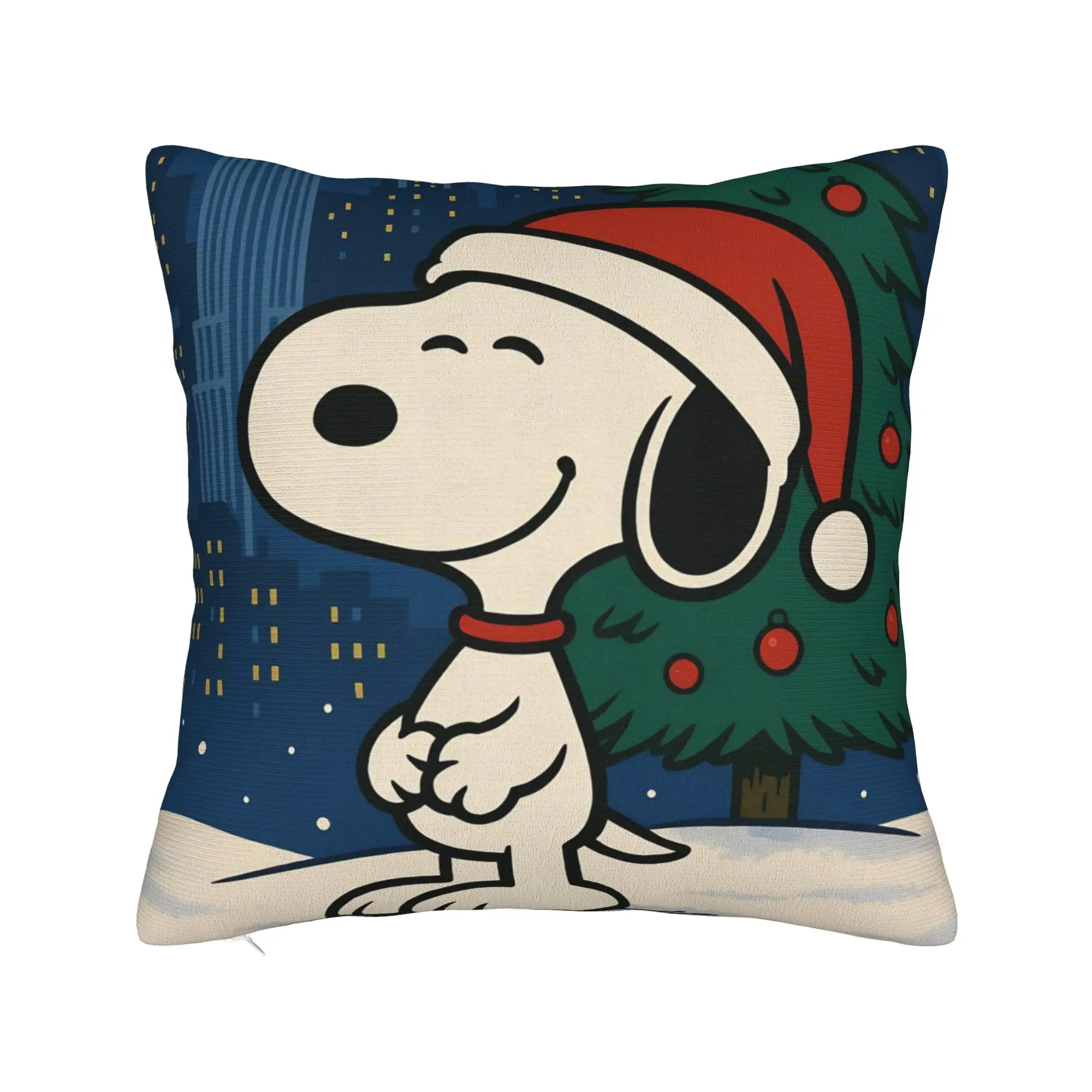 Cute S-Snoopys Xmas Christmas Square Pillow Case  Cushion Cover Custom Zipper Decor Pillowcover for Home 40x40cm