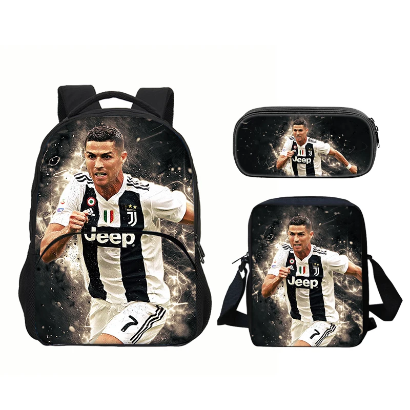 

Football C-CR7 Star Child School Backpack with Front Pocket,School Bag and Pencil Case,Shoulder Bag for R-Ronaldos Kid Best Gift