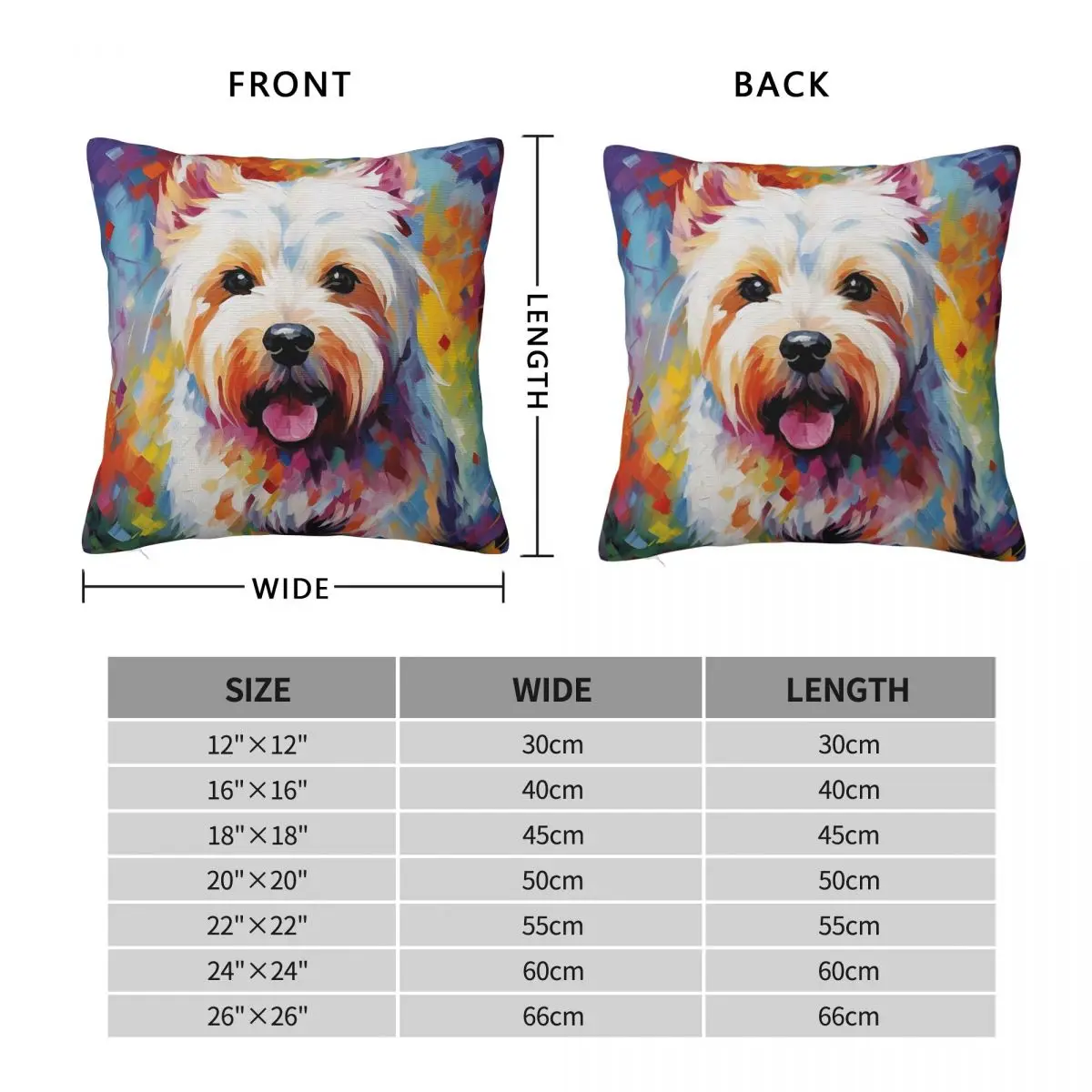 West Highland White Terrier Affection Square Pillowcase Polyester Linen Velvet Pattern Decorative Pillow Case Room Cushion Cover