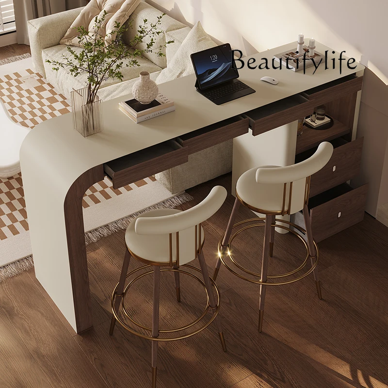 

Modern Home Bar Saddle Skin Walnut Custom Wine Cabinet Bar Coffee Office Leisure Table