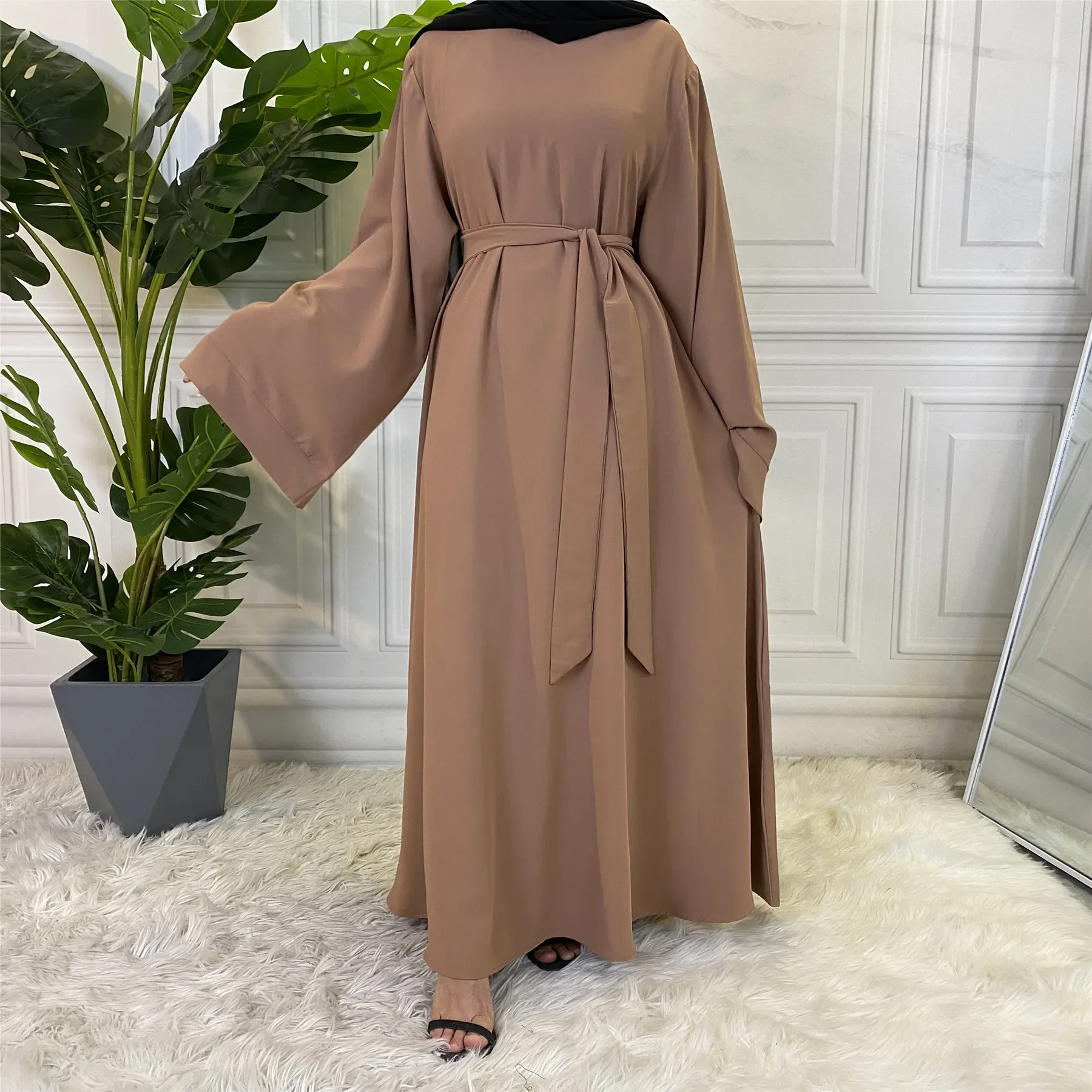 Long Sleeve Black Abaya For Muslim Women Church Dresses Soft Clothes American Canada Casual Summer Islam Turkish Indian Kaftan