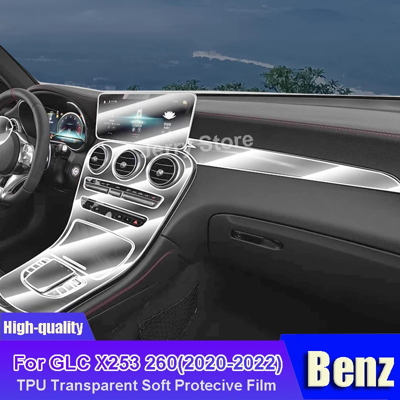 

For Benz GLC X253 260 2020-2022 Car Interior Center Console Transparent TPU Film Protective Anti-scratch Car Sticker Accessories