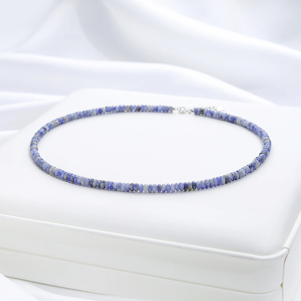4 MM Naturstein Halskette 925 Sterling Silber Turmalin Handarbeit Halsband Schmuck Für Frauen Trend Produkte Aquamarin – Detail 13