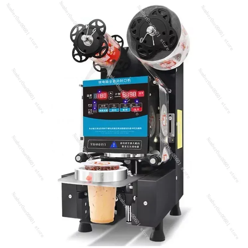 

350W Full Automatic Cup Sealing Machine Plastic Sealer Paper Cup Milk Tea Food Seaer Electric Bubble Tea Film English Version