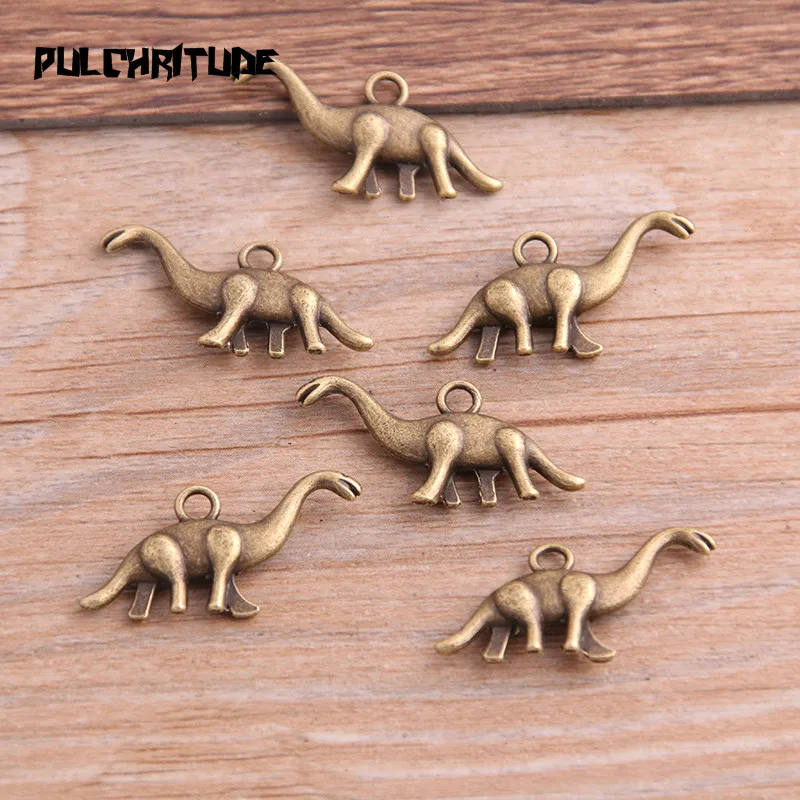 14PCS 14*27mm New Product Two Color Dinosaur Charms Animal Pendant Jewelry Metal Alloy Jewelry Marking