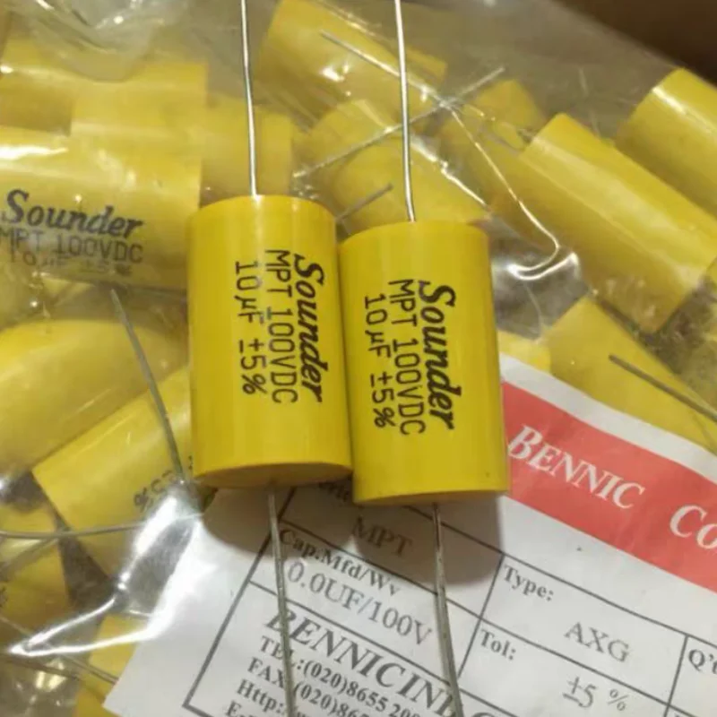 

2PCS MPT 10uf100v Axial copper pin pole-less film capacitor for frequency divider