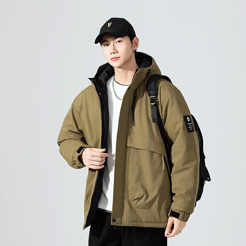 

Мужская зимняя уличная толстая теплая хлопковая одежда, высококачественная удобная универсальная морозостойкая дышащая куртка с капюшоном