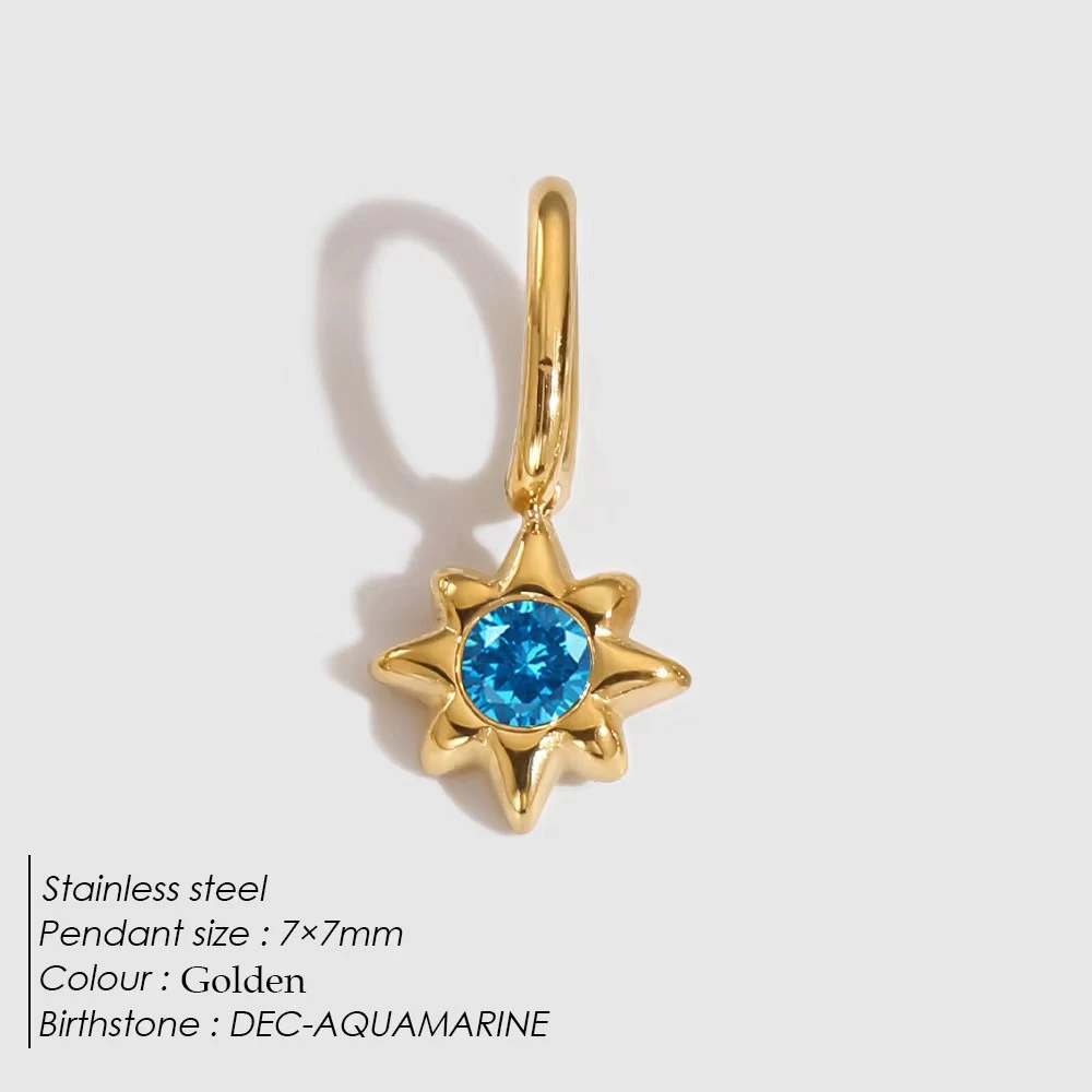 قلادة DIY على شكل نجمة سلسلة حجر الولادة من الفولاذ المقاوم للصدأ إكسسوارات قلادة سلسلة المفاتيح مستلزمات صناعة المجوهرات