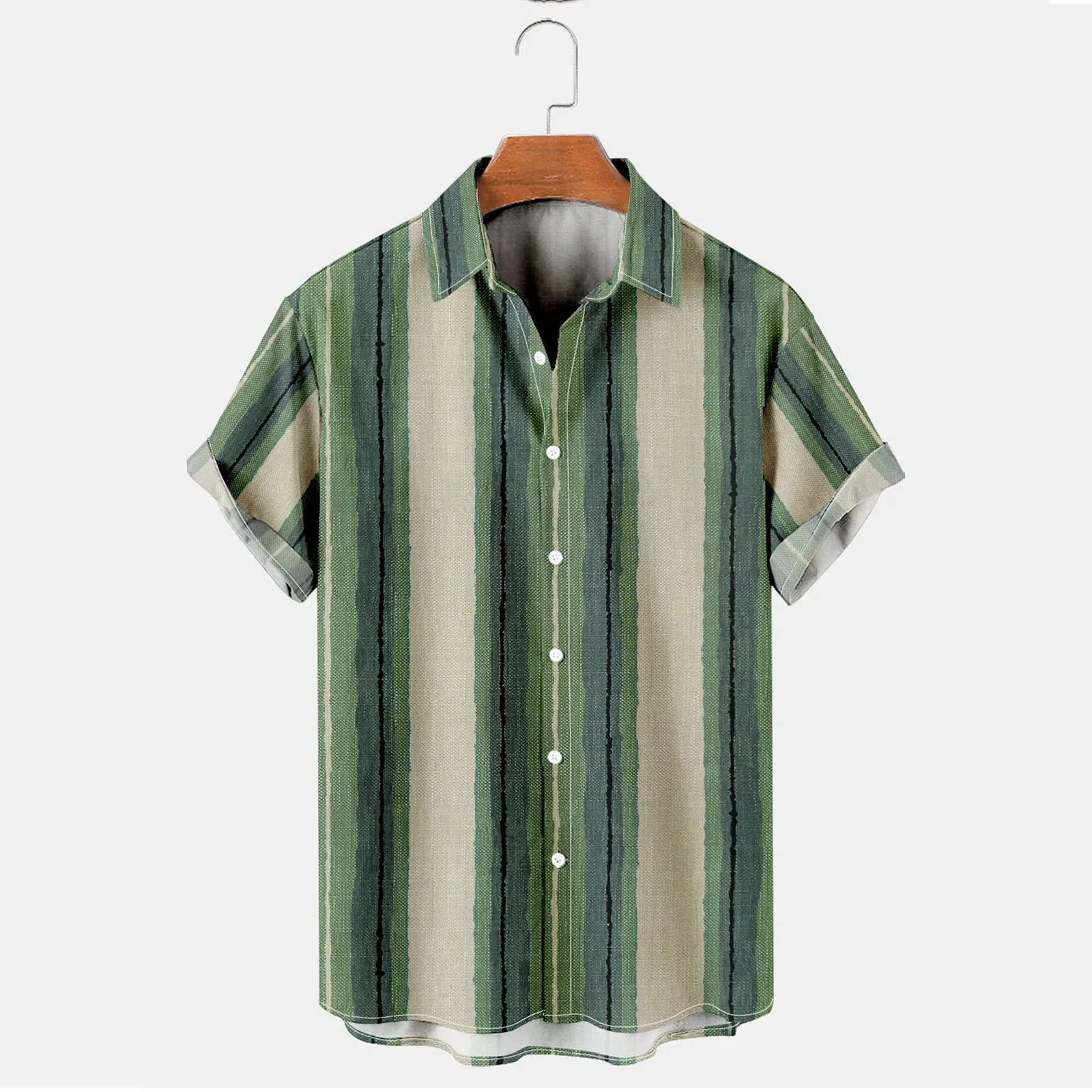 Hawaiian Men\'s Striped Shirts For Blouse Men Camisa Social Short Sleeve Casual Top Oversized Gym Clothing Fashion Male Vintage