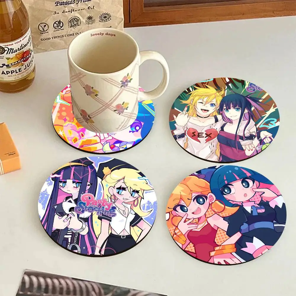 Panty And Stocking With Garterbelt Anime Wooden Coasters Heat-resistant And Non-slip Suitable For Restaurants And Cafes