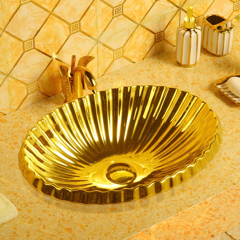 

semi-recessed ceramic gold washbasin undermount basin undermount basin oval countertop basin basin on countertop basin basin