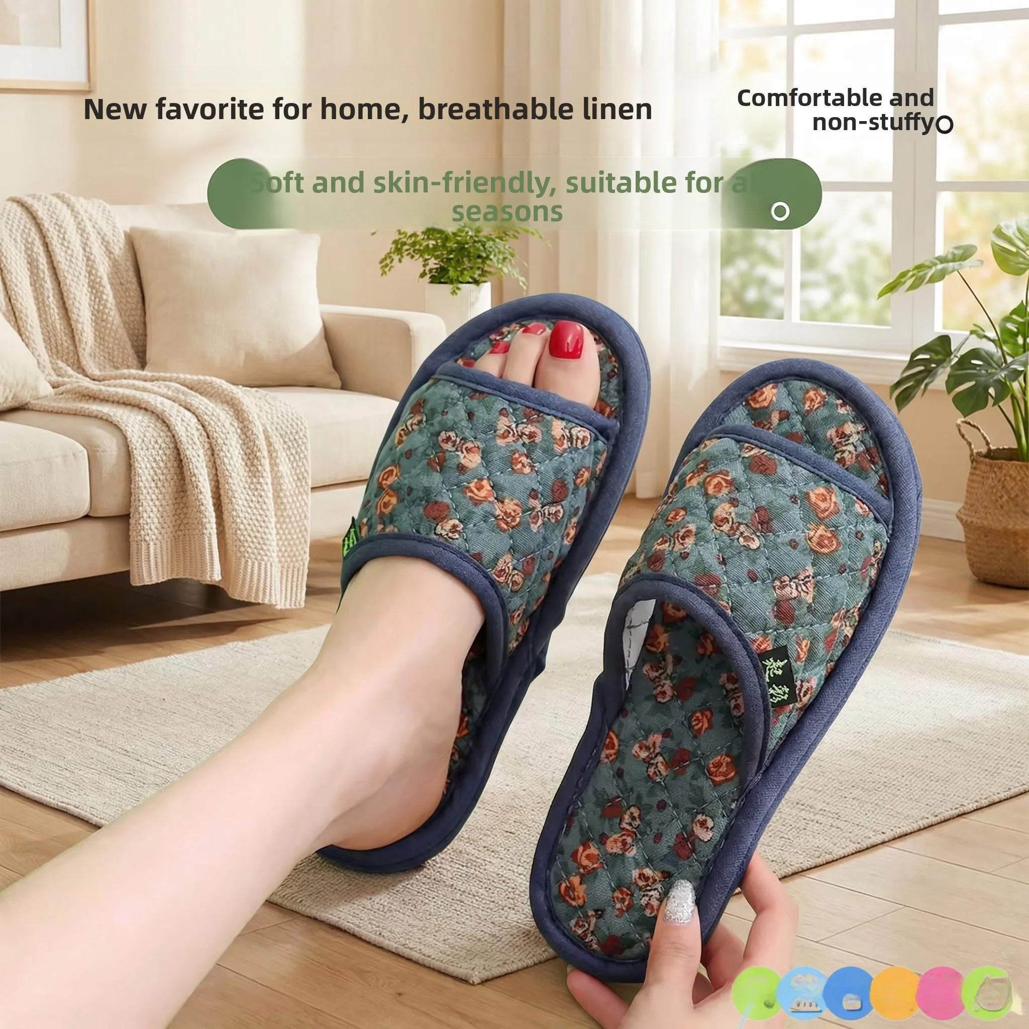 

Новые льняные тапочки с мягкой подошвой для дома, бесшумные, хлопковые, унисекс, на все сезоны, универсальные