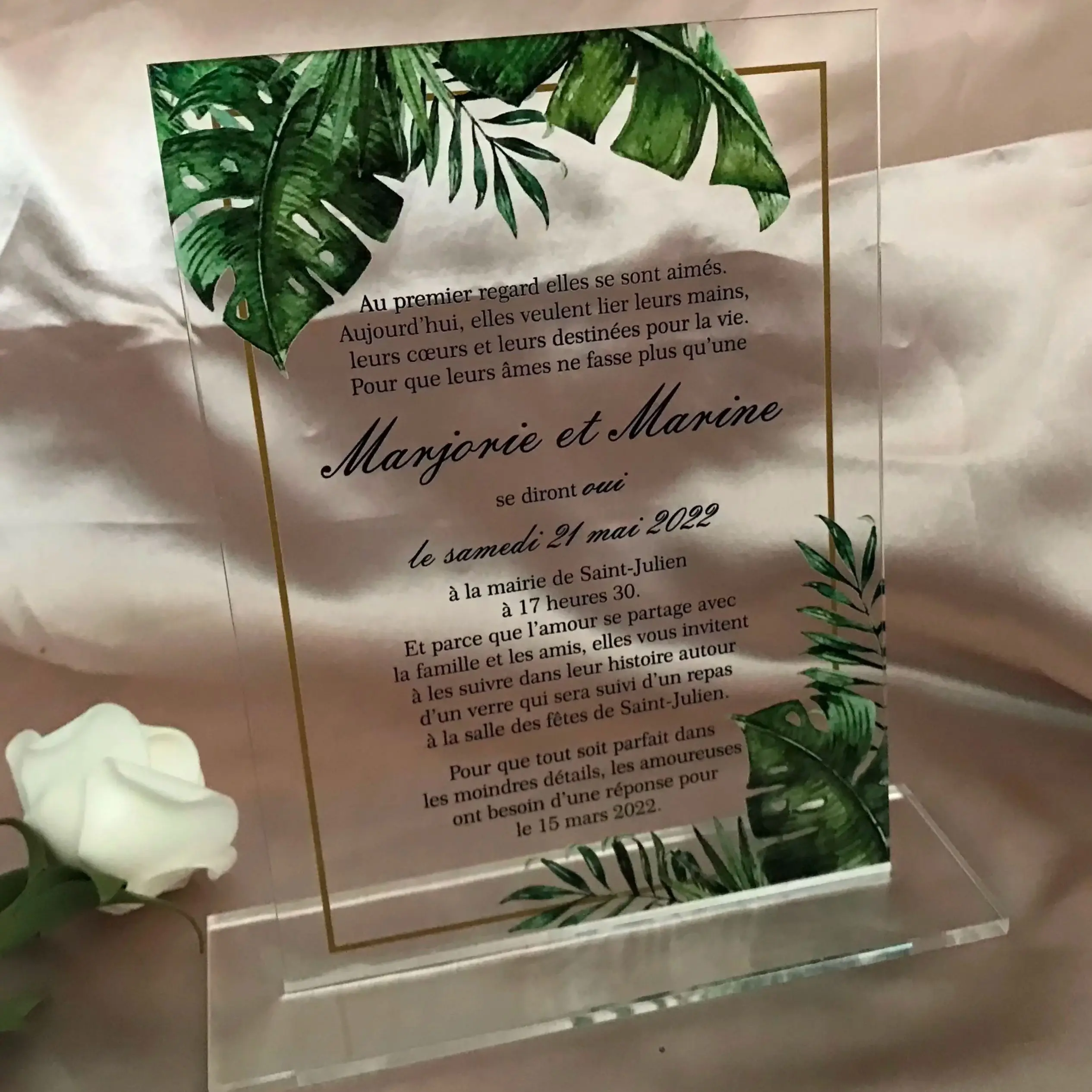 

Acrylic Wedding Menu Cards with a Base, Custom Acrylic Dinner Menu, Wedding Invitations,Party Table Decorations, 10Pcs