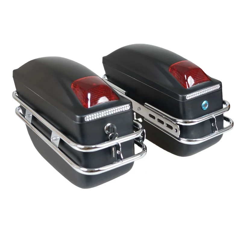 Hongsheng Products K6 Style ABS Motorcycle Side Lage Bag Hard Saddle Trunk Bag With Light Storage Accessories