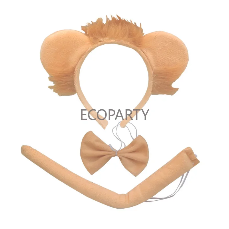 2023 Kids Lion Costume Set Lion Ears Headband Bow Tie Gloves Tutu Skirt Animal Fancy Dress Costume Anime Clothes Five Piece Set