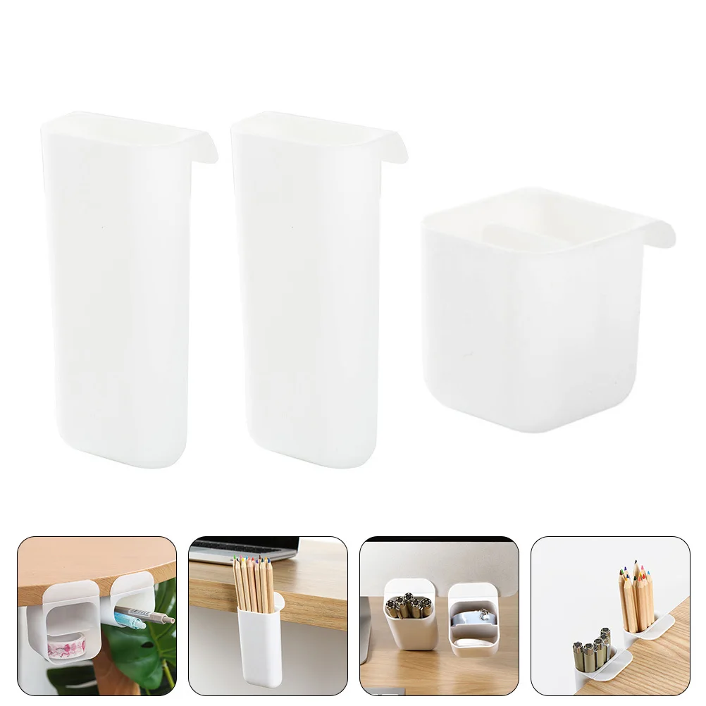 

3Pcs Adhesive Screen Pen Holders Multi-Function Paste Screen Stationery Boxes High-Grade Plastic Material