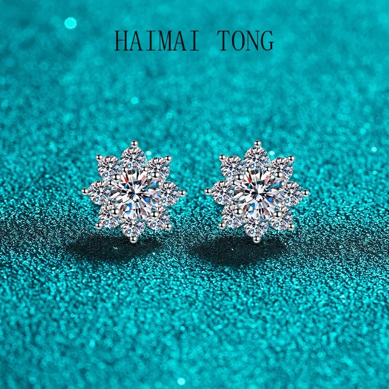 

HAIMATONG PT950 Платиновые серьги-снежинки, женские серьги с муассанитом, производитель аксессуаров для ушей, оптовая продажа