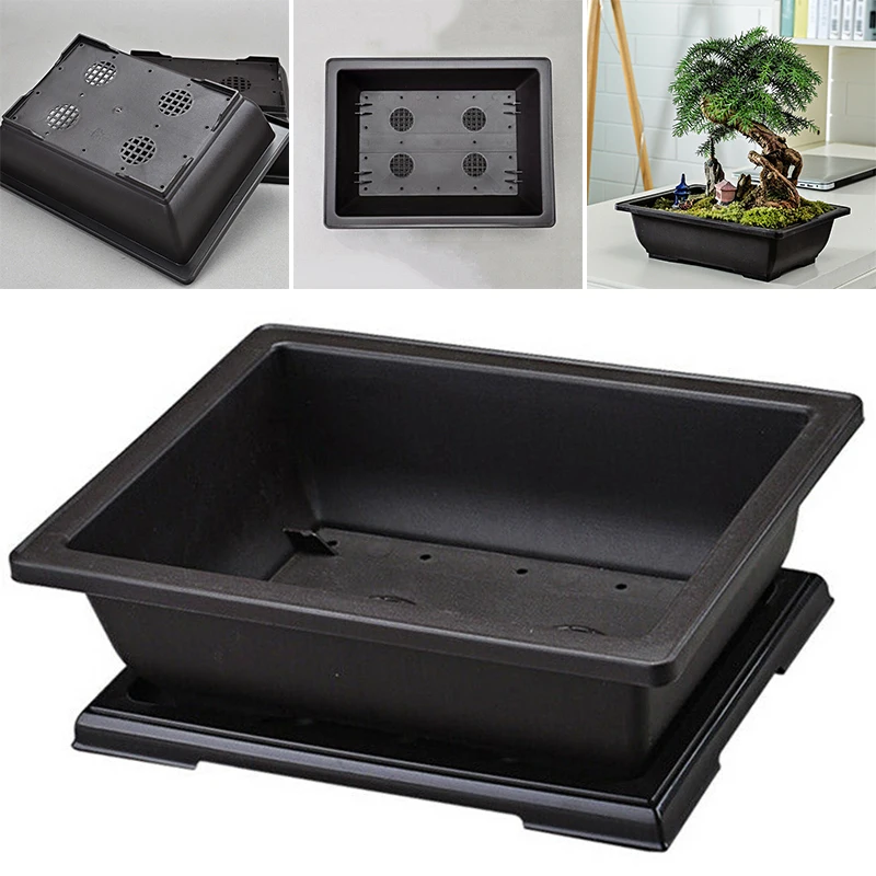 

1 Pc Plastic Flower Pot Holder Living Room Nursery Plastic Rectangle Reusable Saucer Antique Balcony Bonsai 29x21x10.5cm