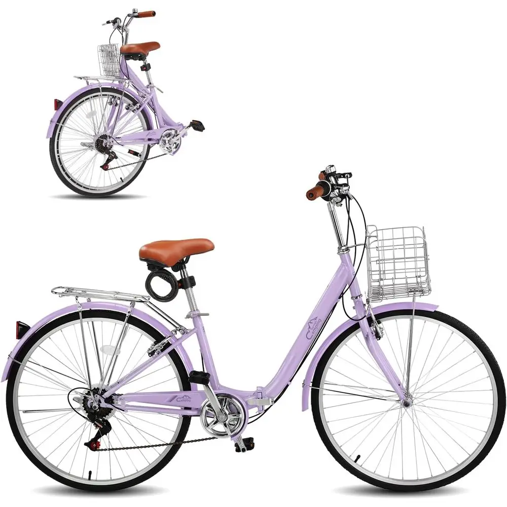 

Women's 26 7-Speed Beach Cruiser Bike with Adjustable Seat, Removable Lock, and Dual V-Brakes