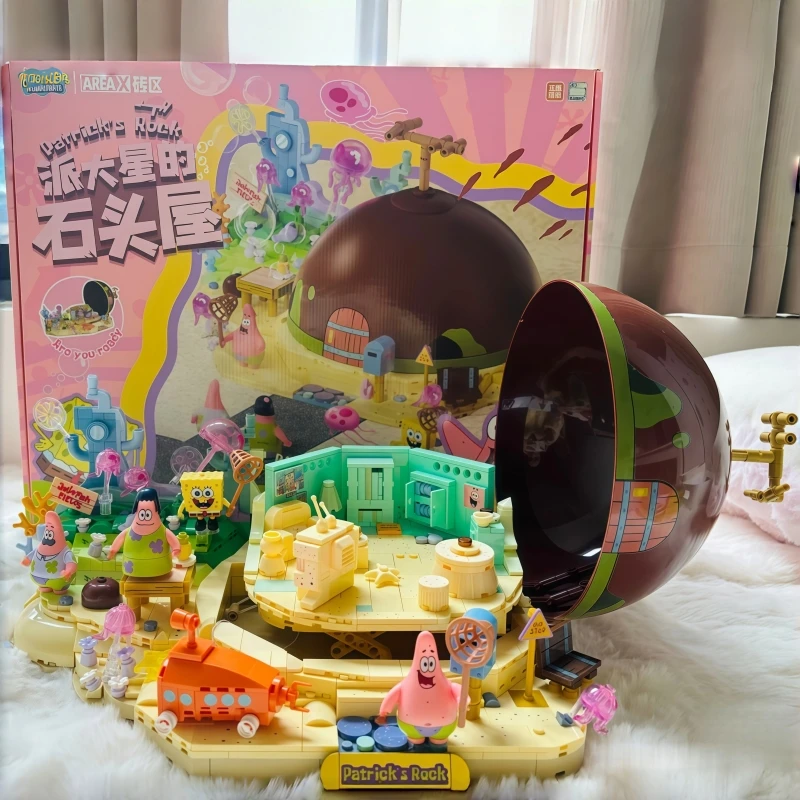 

AREAX новый Губка Боб Квадратные Штаны каменный дом строительный блок сборка головоломка детская коллекция игрушек украшение Рождественский подарок