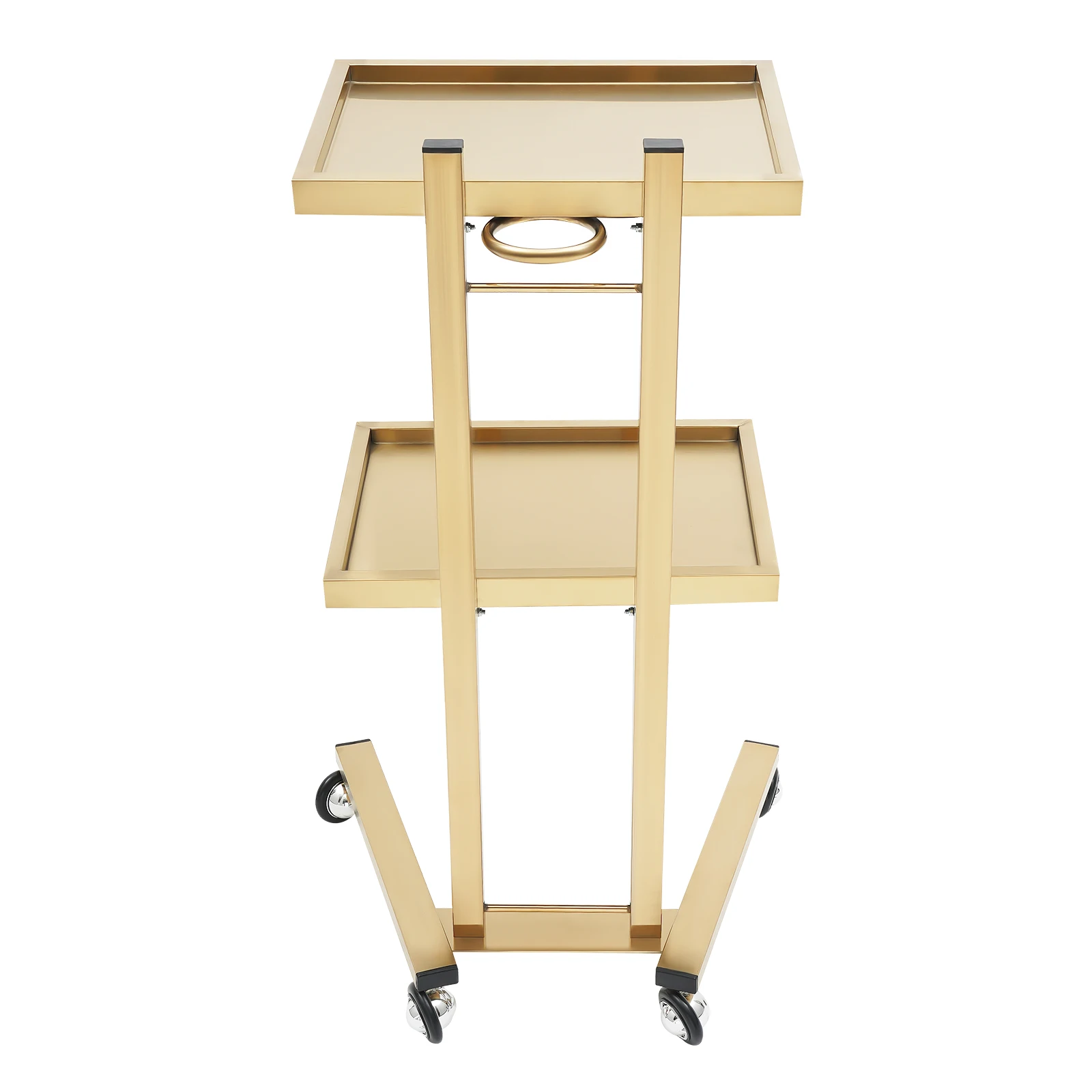 

Тележка для салона, 11,02 фунта, двухуровневые подносы с полной нагрузкой, нержавеющая сталь, 4 колеса, золото, подходит для парикмахерских, салонов красоты, спа