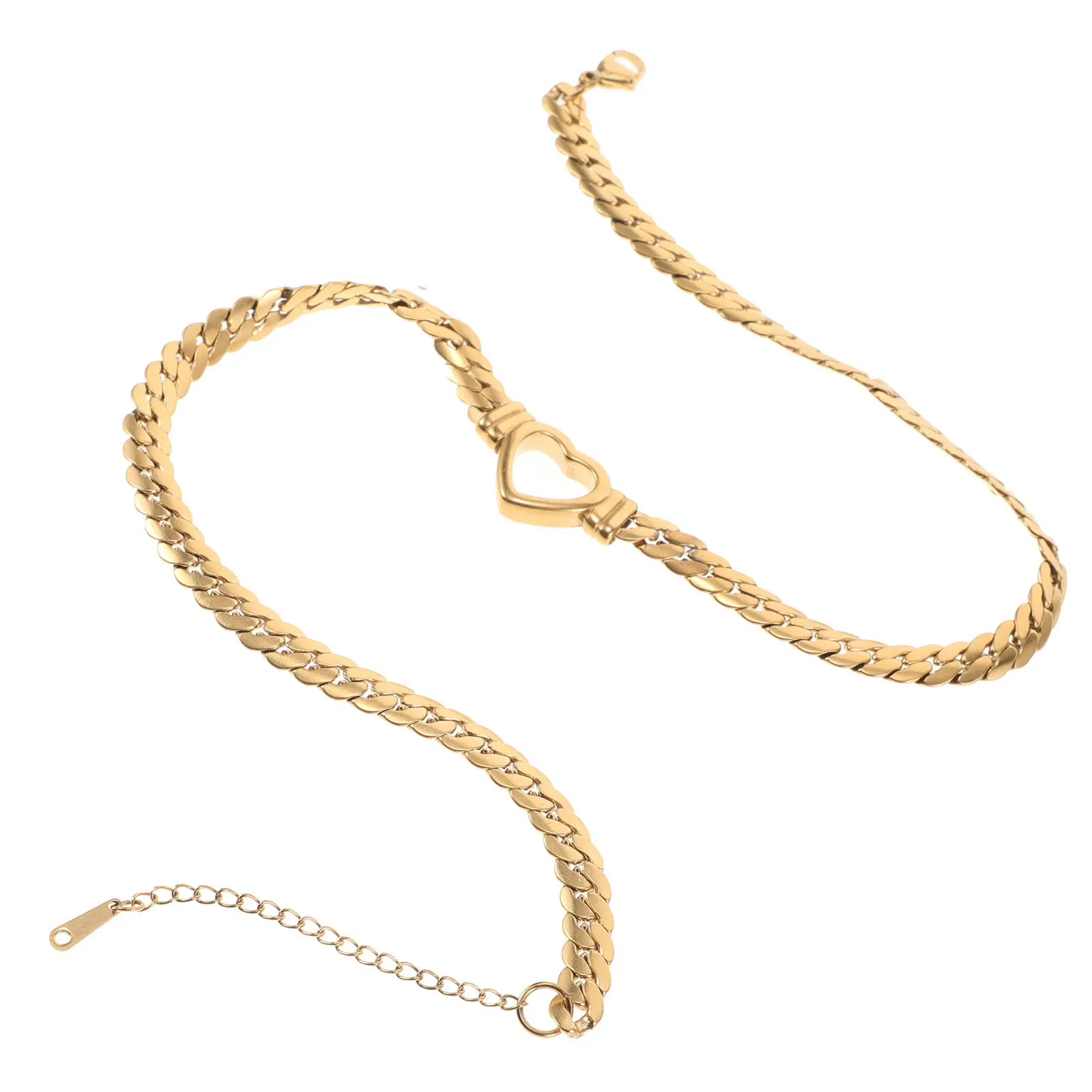 

Heart Chain Necklace Women Titanium Steel Choker Adjustable Pendant Jewelry Fashion Statement