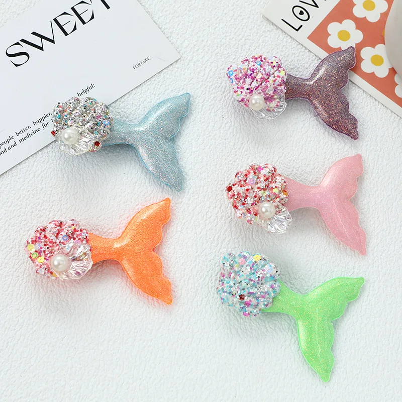 

5 шт., детские заколки для волос с хвостом русалки, заколки для боковой челки из искусственного жемчуга, аксессуары для волос на тему океана для детей