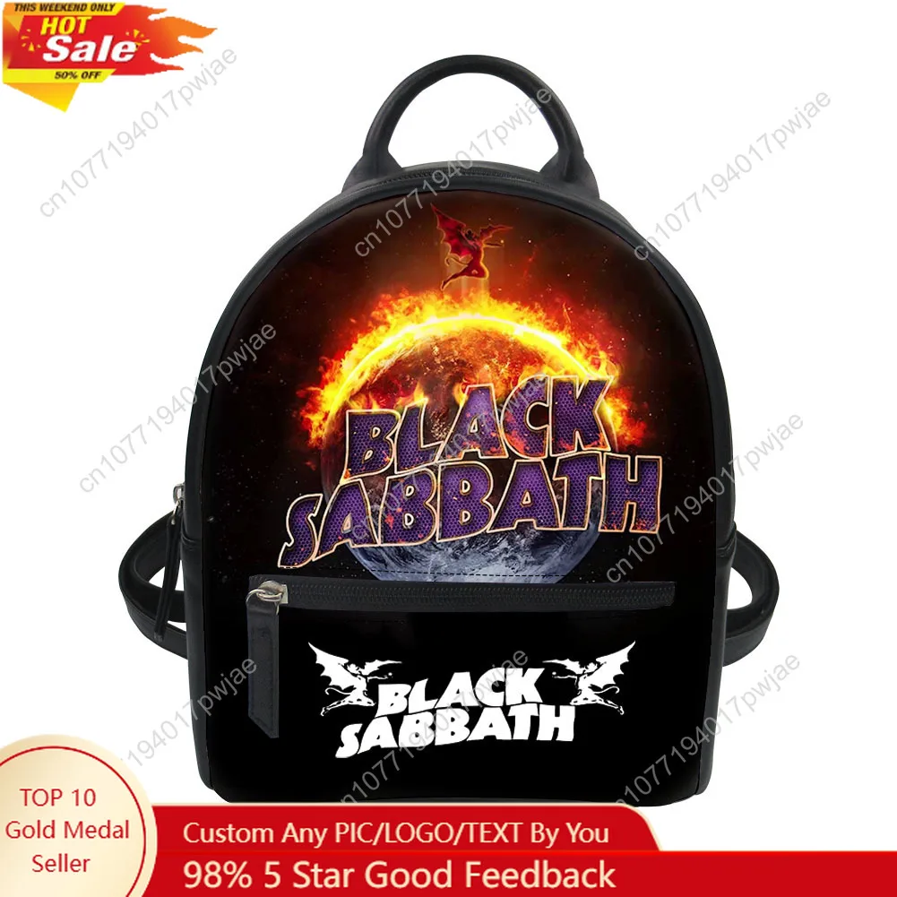 

Black Sabbath Rock Band Custom Mini Small Backpack Purse Carter Schoolbags Double Shoulder Bag Mini Daypack Leather Travel Bag
