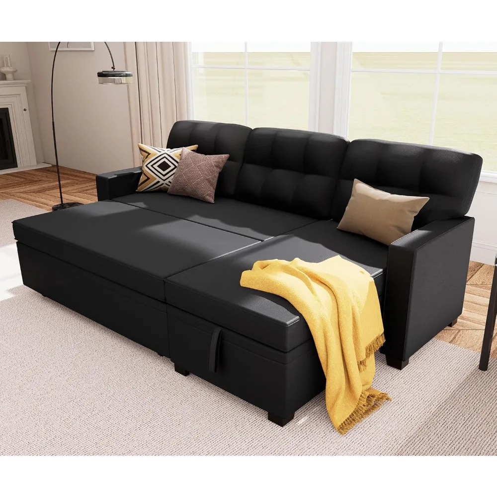 

Reversible Sectional Sofa Couch, Sleeper Sofa Bed with Storage Chaise Pull Out Couch for Living Room | Hidden Stroge
