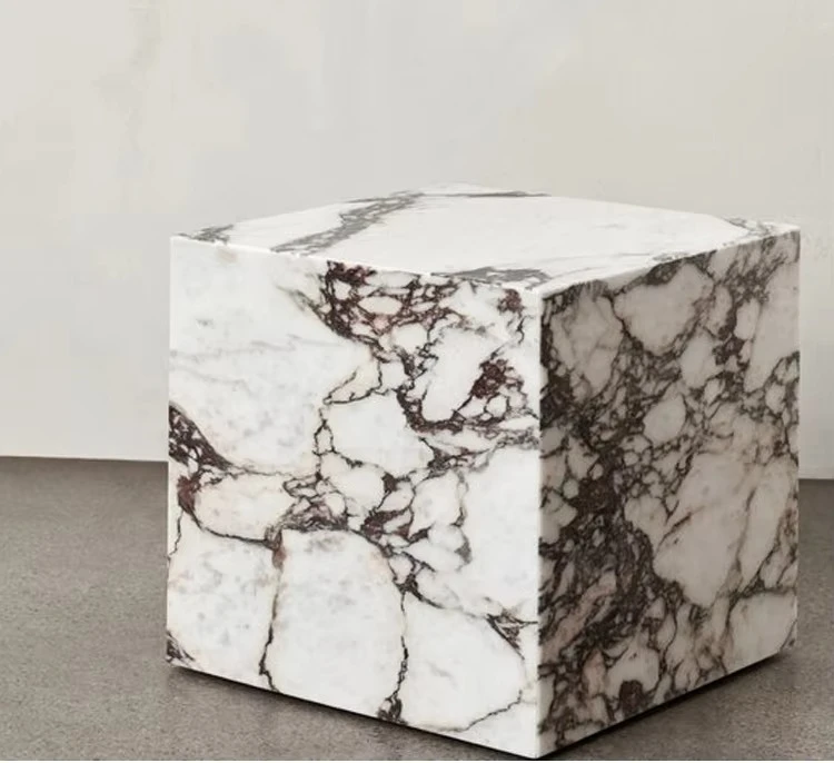 Luxury Italian Calacatta Viola White Marble Low-Base/plinths/pedestal Coffee Table Modern Home  Set for Living Room Furniture