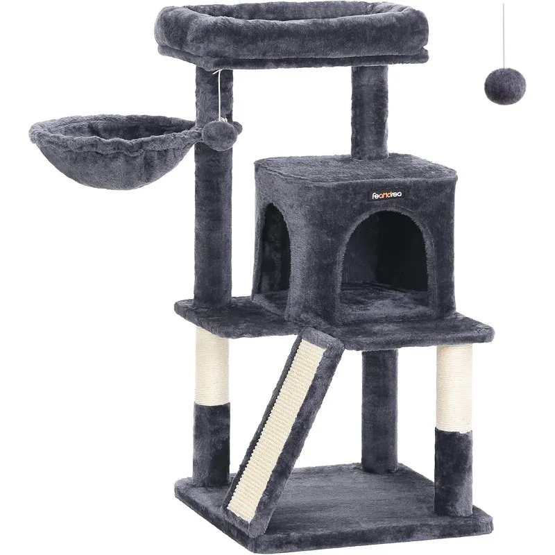 

Cat Tree, Small Cat Tower with Widened Perch for Large Cats Indoor, Kittens, 37.8-Inch Multi-Level Cat Condo,