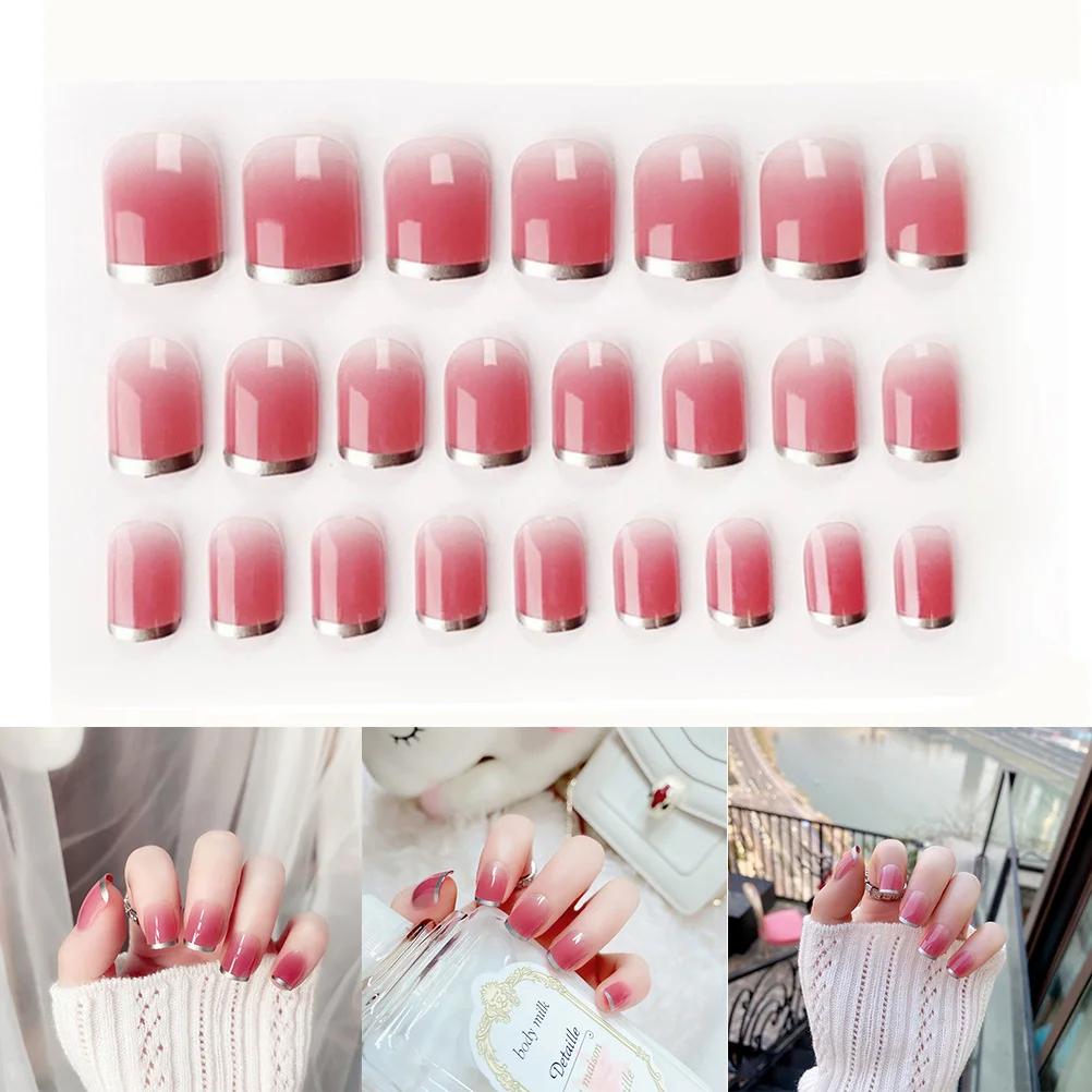 

2 Boxes Color Gradient Nail Stickers Fake Nails Decals for Women DIY Manicure Decoration Home Use Party Holiday Events