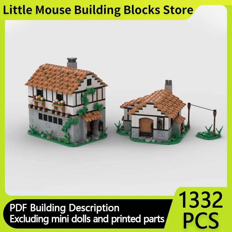 

Medieval Castle Model MOC Building Bricks Retro Street View Cottage Modular Technology Gifts Holiday Assemble Children Toys Suit