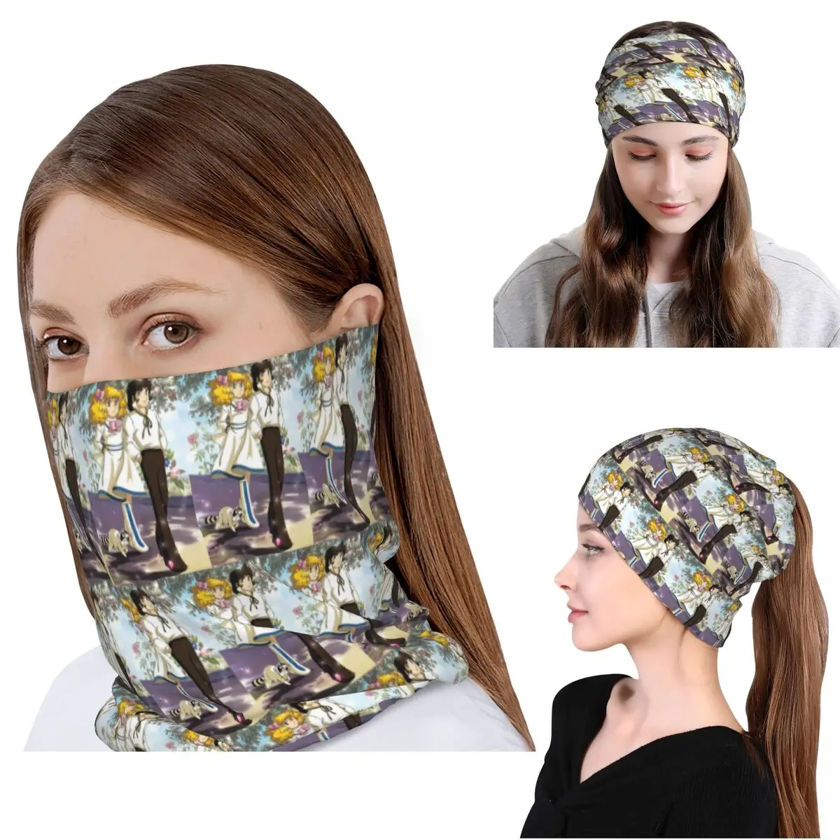 Candy Candy Anime Bandana Halstuch, Maske, Schal, Mehrzweck-Gesichtsmaske, Mütze, Unisex, für Erwachsene, Winter