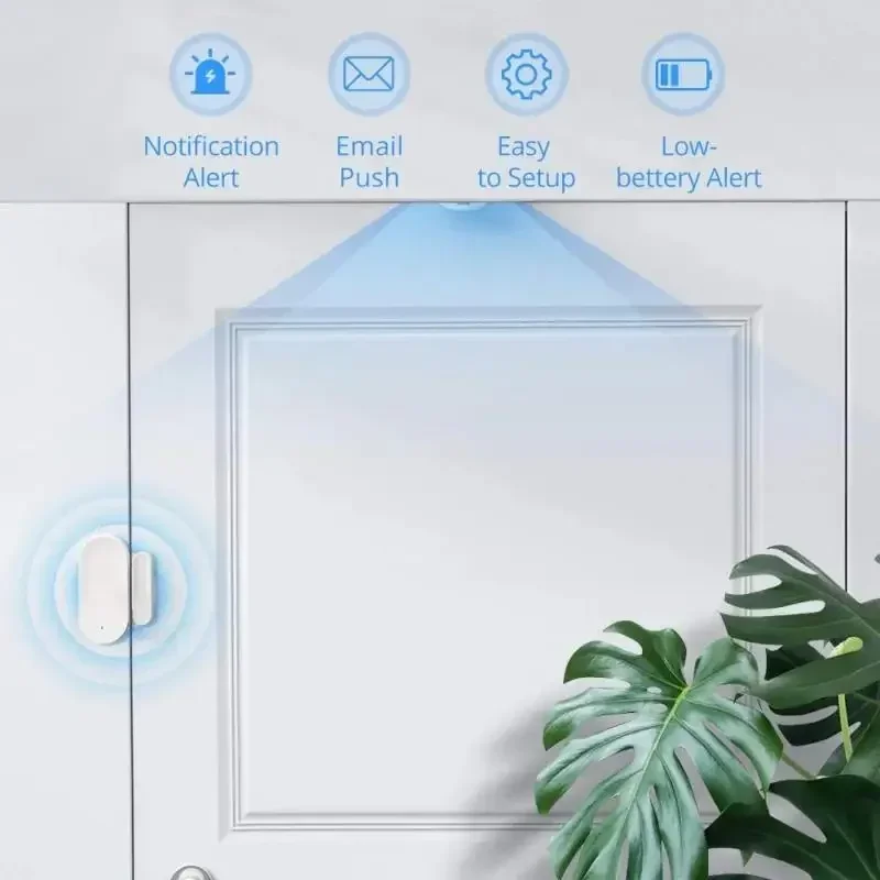 Tuya Zigbee3.0 Sensor de ventana y puerta de casa inteligente, detectores abiertos y cerrados, alarma de seguridad para Alexa y Google Home,Hub