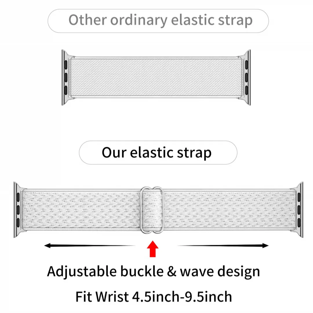 Stretchy Nylon Loop Bands Compatible with Apple Watch 38mm 40mm 41mm 42mm 44mm 49mm Adjustable Soft Elastics Strap view 4