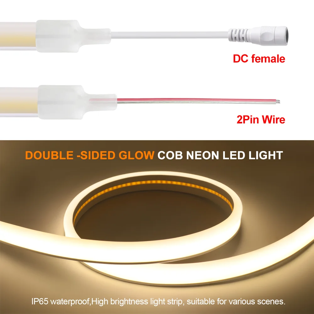 LED COB Neon Strip DC12V 24V 320Leds/m Flexible COB LED Tape Double Side Glow Waterproof Ribbon Rope LED Light 3000K 4000K 6000K